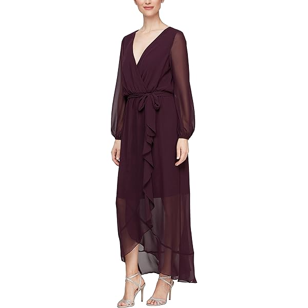 DKNY Womens Chiffon 3/4 Sleeve Faux Wrap Dress at Amazon Women's Clothing  store