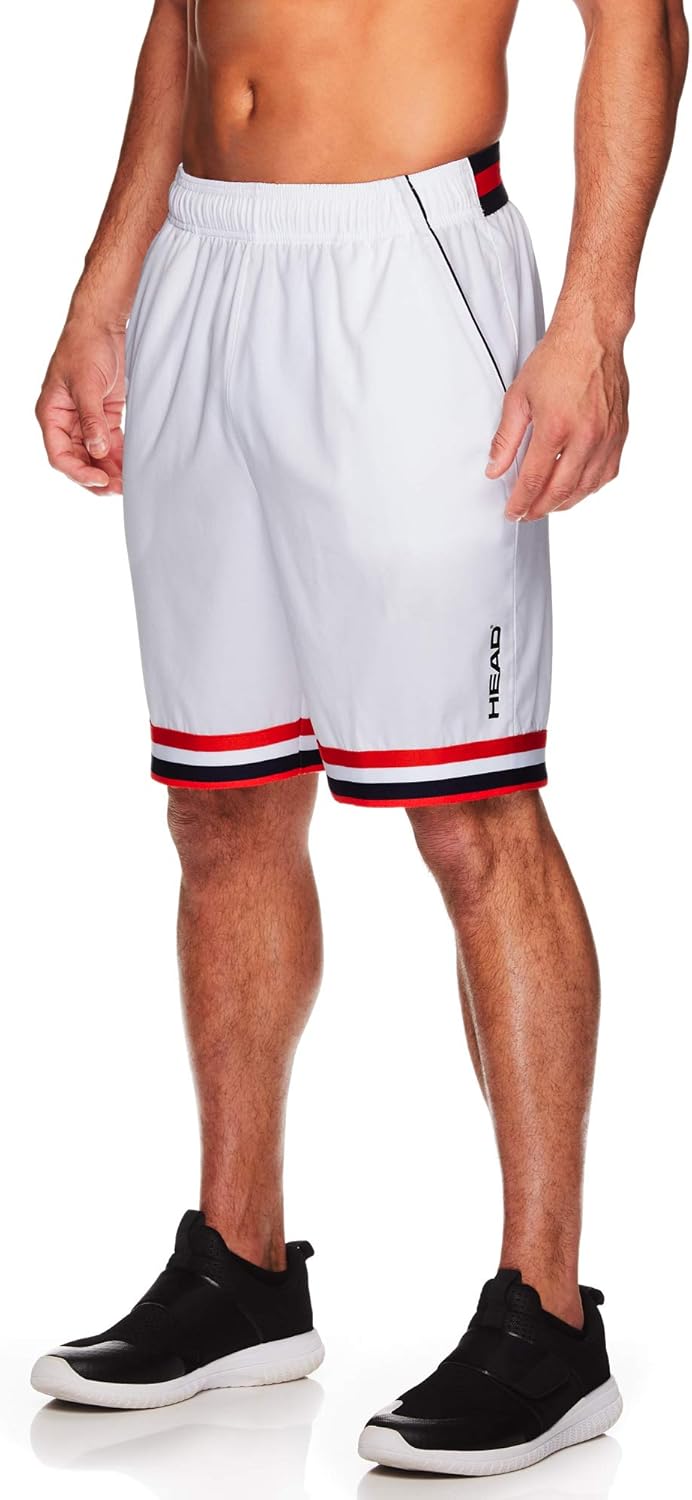 HEAD Men's Break Point Mesh Insert Workout Gym & Running Shorts w/ Elastic Waistband & Drawstring: Clothing