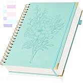 Journaling Notebooks 8.5" x 11", Hardcover Spiral Notebook, Leather Journal Notebook for Women Girls, College Ruled Notebook with Numbered Page, Pocket, Large Organizer Notebook for Work School, Teal