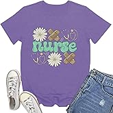Rwabing Nurse Shirts for Women Nurse Life T-Shirt Floral Nursing School Tee Tops