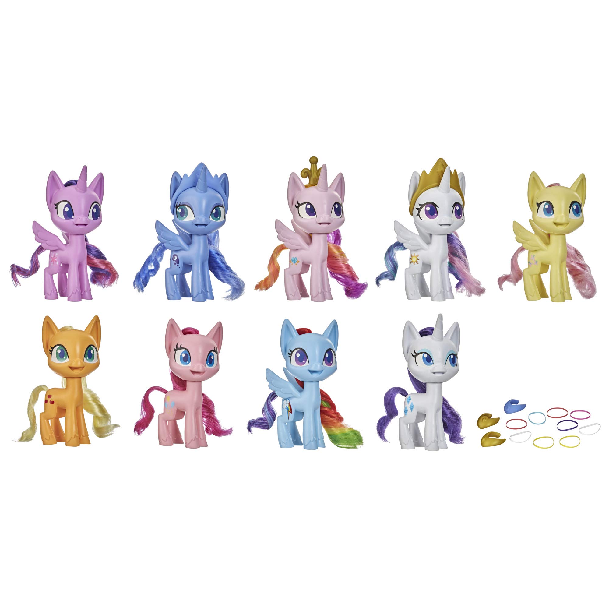 My Little Pony Mega Friendship Collection Set of 9 Toy Pony 12.5-cm Figures with Brushable Hair, Comb and 15 Accessories