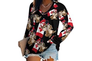 Beaver Canadian Flag Womens Long Sleeve Shirts V Neck T-Shirts Sweatshirts Pullover Shirt Blouses Tops