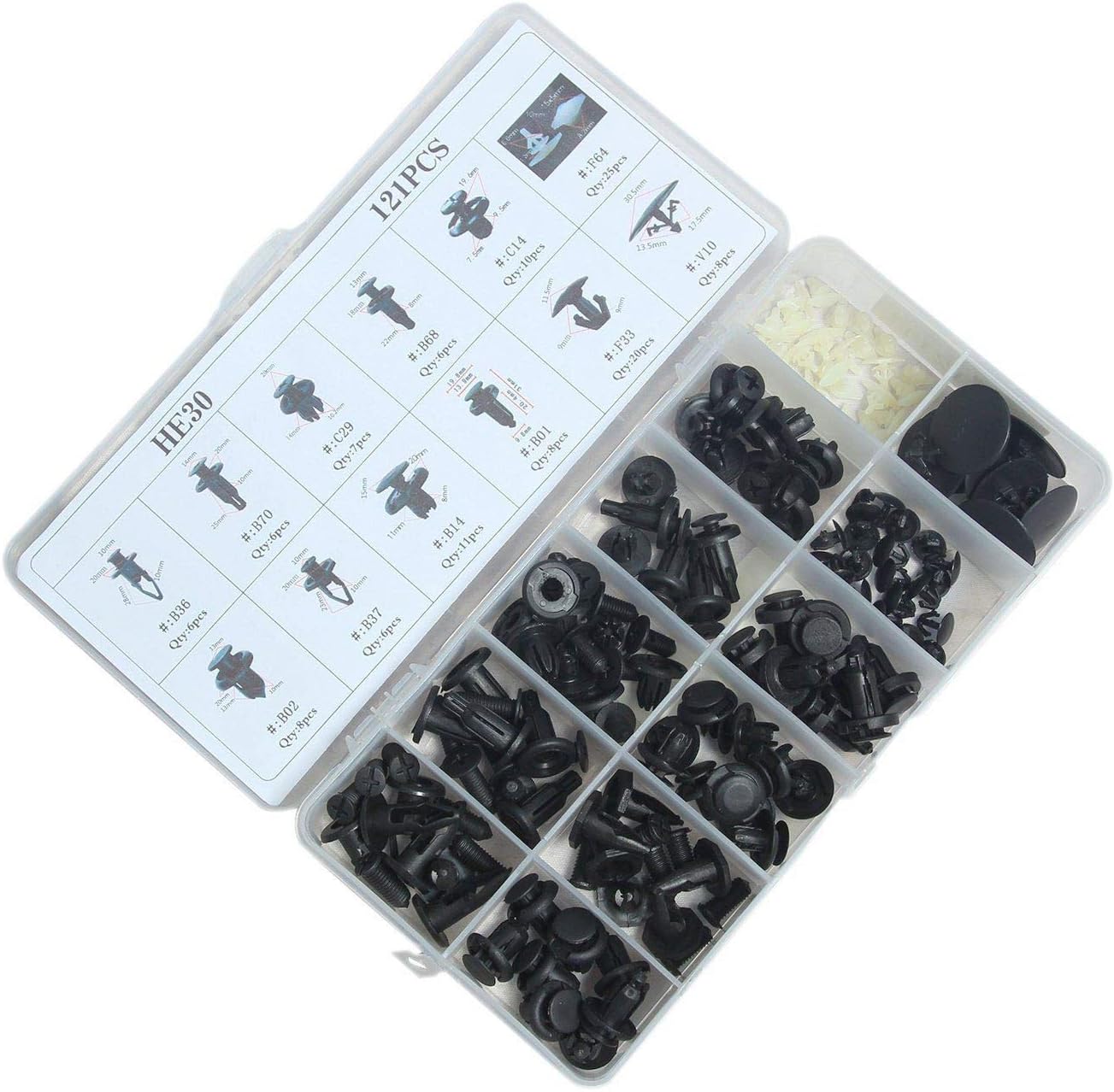 ANTS PART 121Pcs Car Retainer Clip Automotive Plastic Body Panel Fasteners Interior Assortment Set Fit for Honda Acura