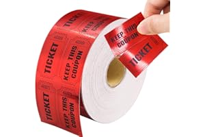 ceiba tree 1000 Raffle Tickets Double Roll Metallic Red Foil Ticket for Events Carnivals Entry Christmas Party Class Reward Prizes