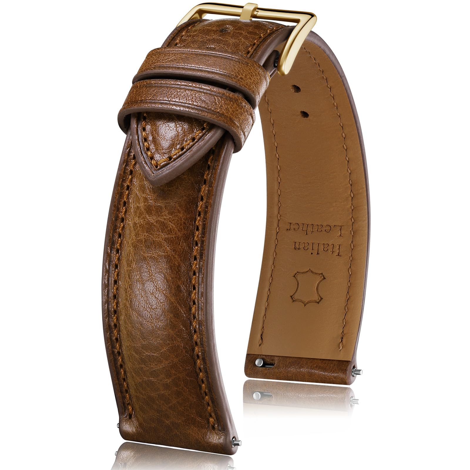 Photo 1 of Getalia Italian leather Watch Band Tuscany Natural Vegetable-Tanned Full Grain Genuine Leather, Skin-Safe, Quick Release Replacement Watch Straps for Men and Women Thick Soft (Cognac?Width-20mm)