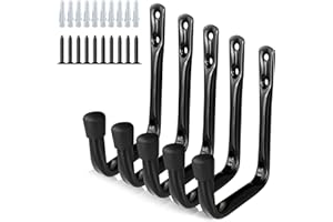 Dreecy J Utility Hooks for Hanging Heavy Duty Garage Storage Utility Hooks, Utility Hooks for Garage Wall,Color Black, 5 Pack