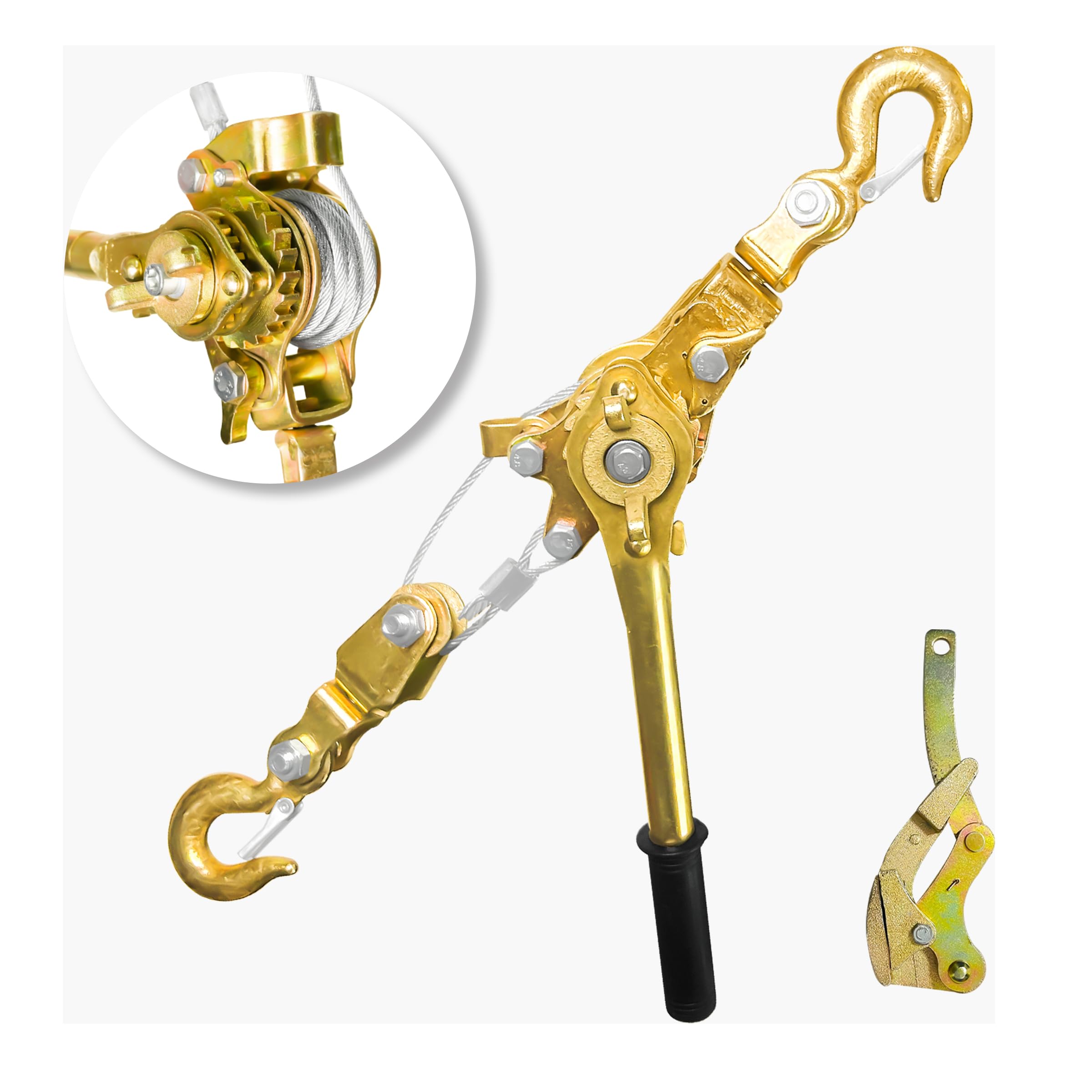 YATOINTO Come Along 2 Ton Cable Winch Puller Double Rope 6.56Ft Heavy ...