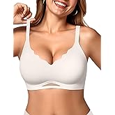 OEAK Womens Wireless Bras Scalloped Push Up Bralettes No Underwire Supportive Tshirt Bra Seamless Comfortable Everyday Bras