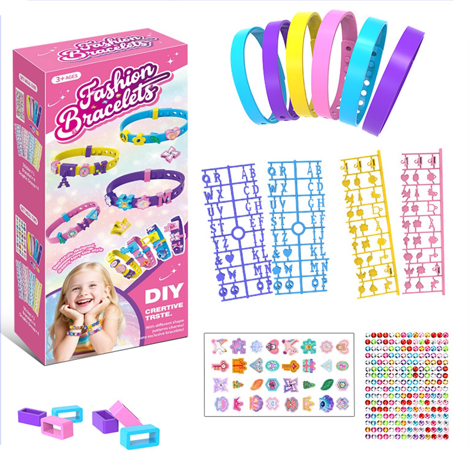Bracelet Making Kit, Friendship Bracelet Making Kit, 6 Pcs Arts and Crafts for Kids, DIY Sticker Bracelets Kits, Personalized Bracelets Makings Kits with Beads Stickers for Birthday Children's Day