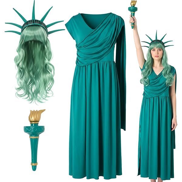 knee length dresses for ladies Statue of Liberty Halloween Costume for Kids – Hallowitch Costumes main image 0