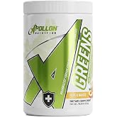 Apollon Nutrition Greens &ndash; Daily Superfood &amp; Digestive Support | Organic Greens, Reds, Enzymes, Prebiotics | Whole-Body Wellness Formula | 30 Servings, Peach Mango