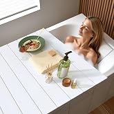 Bathtub Tray, Anti-dust Bathtub Cover, Bath Insulation Cover(59&times;31&times;0.24in) | Foldable PVC Shutter Bath Lid Fit Most Tubs, Can Store Wine Glass, Books, Tablets, Cellphones, White