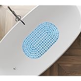 Splash Home Diamond Bathtub Mat Non-Slip, Shower Mat with 58 Suction Cups and Drain Holes, 27 L x 15 W Inches, Machine Washable, PVC - Blue