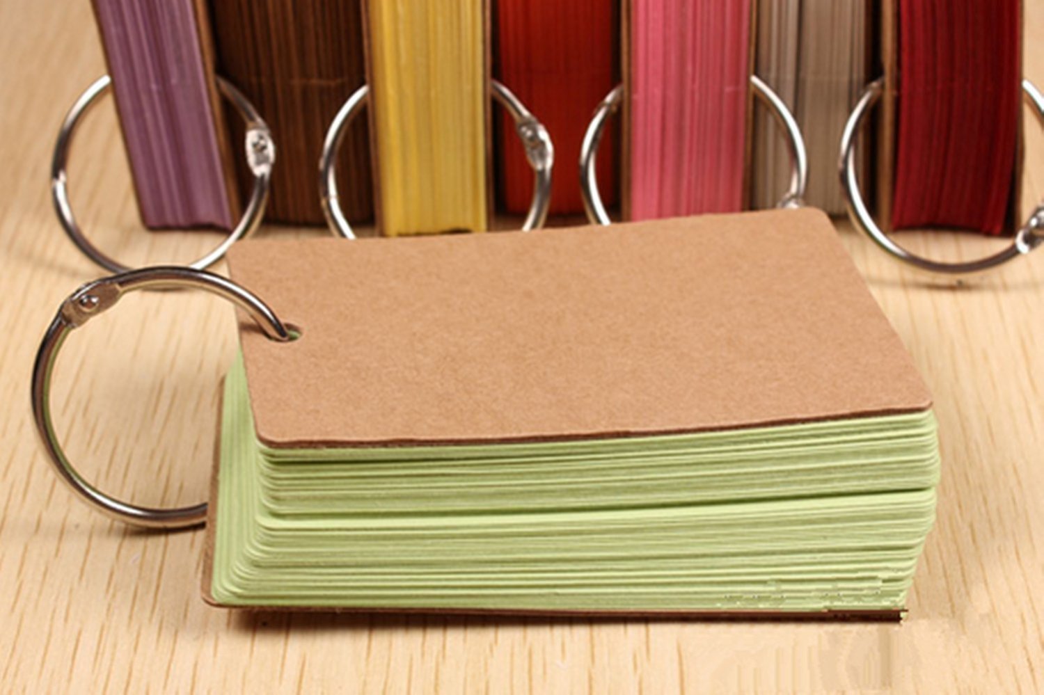 Lenhart Pack of 2 Binder Ring Easy Flip Flash Cards Study Cards, 50 Unruled Blank White Pages