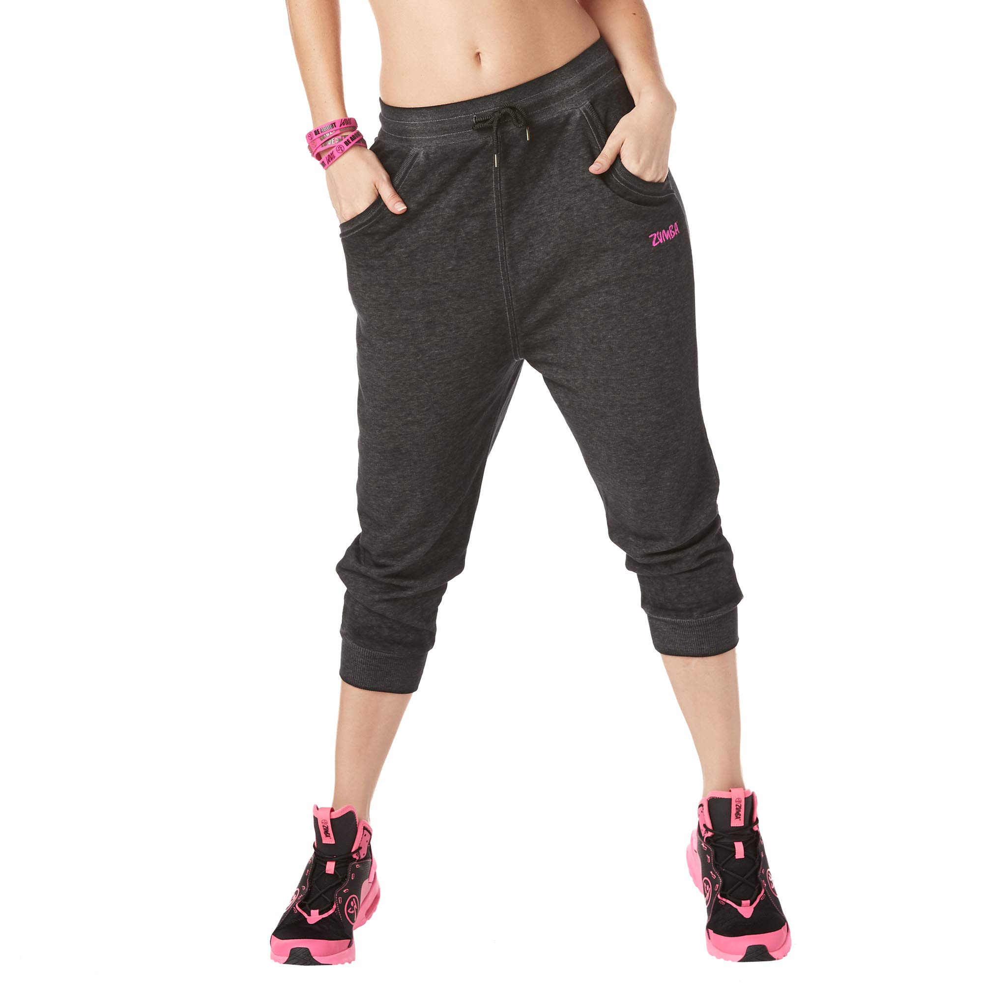 Activewear Dance Capri Sweatpants Loose Fit Gym Workout Pants for Women,  Bold Black BB, S