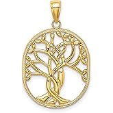 14k Yellow Gold Tree of Life Pendant for Women - Intricate Openwork Oval Design Symbolizing Strength, Growth, and Balance - Nature Inspired Boho Necklace for Daily Wear Spiritual Jewelry Lovers