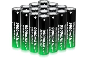 MLGBDC 3.7volt 1￵8￵6￵5￵0 Rechargeable Batter￵y 9900mAh 3.7 Volt Flat top 18650 Batter￵y for flashlights and headlamp, etc (16pcs-3.7v)