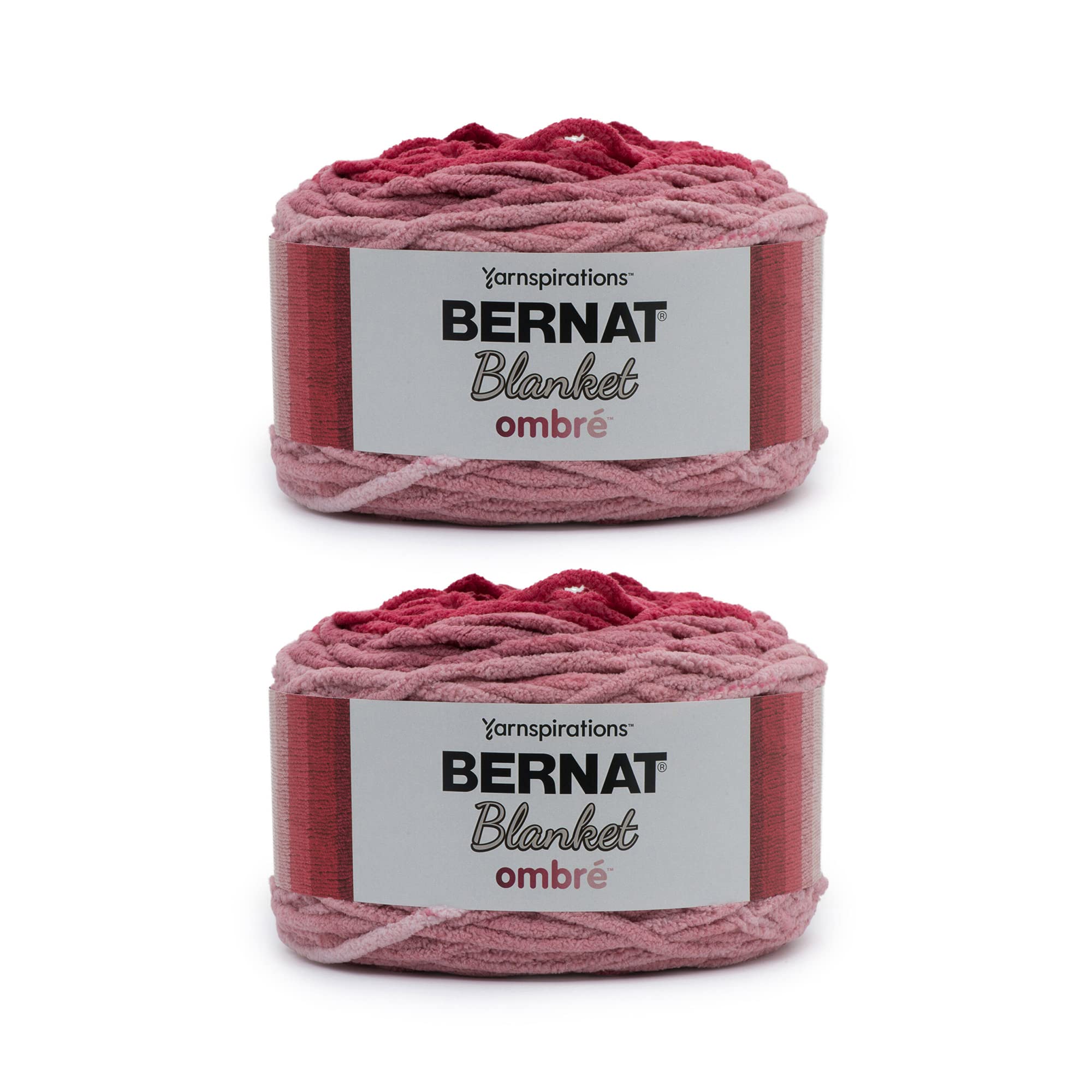 Bernat Blanket Ombre Burgundy Ombre Yarn - 2 Pack of 300g/10.5oz - Polyester - 6 Super Bulky - 220 Yards - Knitting/Crochet