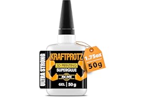 ARKA 3D Printer Super Glue Gel – XXL 50g / 1.76oz Industrial Strength – Bonds PLA, ABS, PETG, TPU & Nylon – Extra Strong, Waterproof & Heat-Resistant – Anti-Clog Tip – KRAFTPROTZ Adhesive for 3D Prints