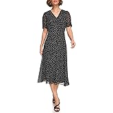 DKNY Womens Short Sleeve Button Front Fit & Flare Midi Dress