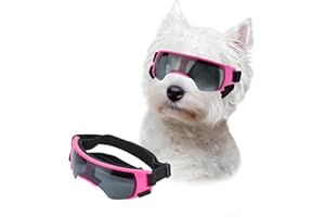 LESYPET Dog Goggles for Small Medium Dogs, UV Protection Dog Sunglasses with Foam Padded, Windproof Eye Protection Puppy Sunglasses for Riding Driving, Adjustable, Pink