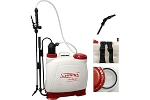 CHAPIN INTERNATIONAL Chapin 61500 4-Gallon Made in USA Euro Style Backpack Sprayer with Poly Fan/Cone Nozzles, Cushion Grip Shut-Off, Padded Adjustable Straps, 2-Stage Filtration System, Translucent White