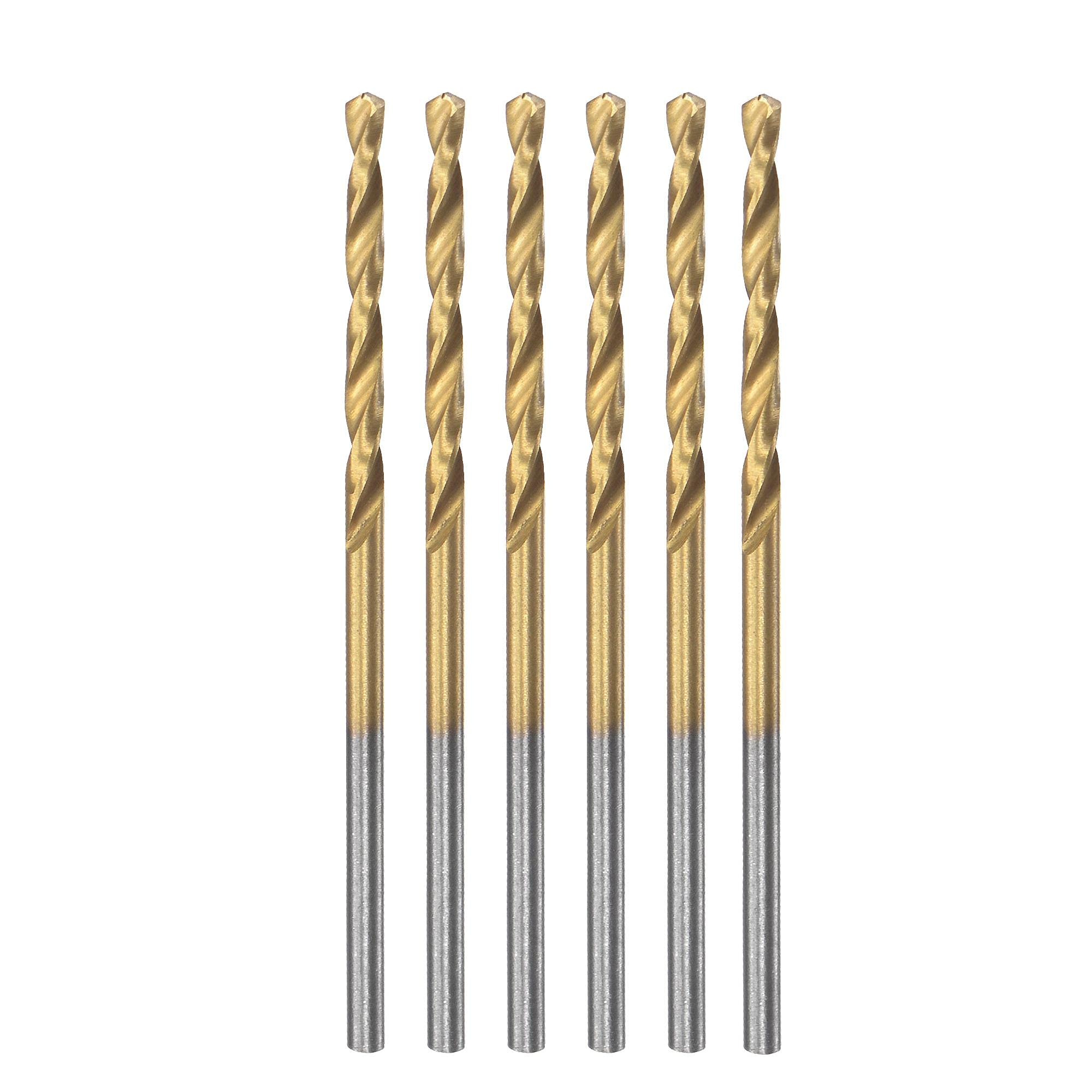 sourcing map 1.7mm Drill Bits High Speed Steel Straight Shank 43mm Length Twist Drill Bit Fully Ground Titanium Coated 6 Pcs