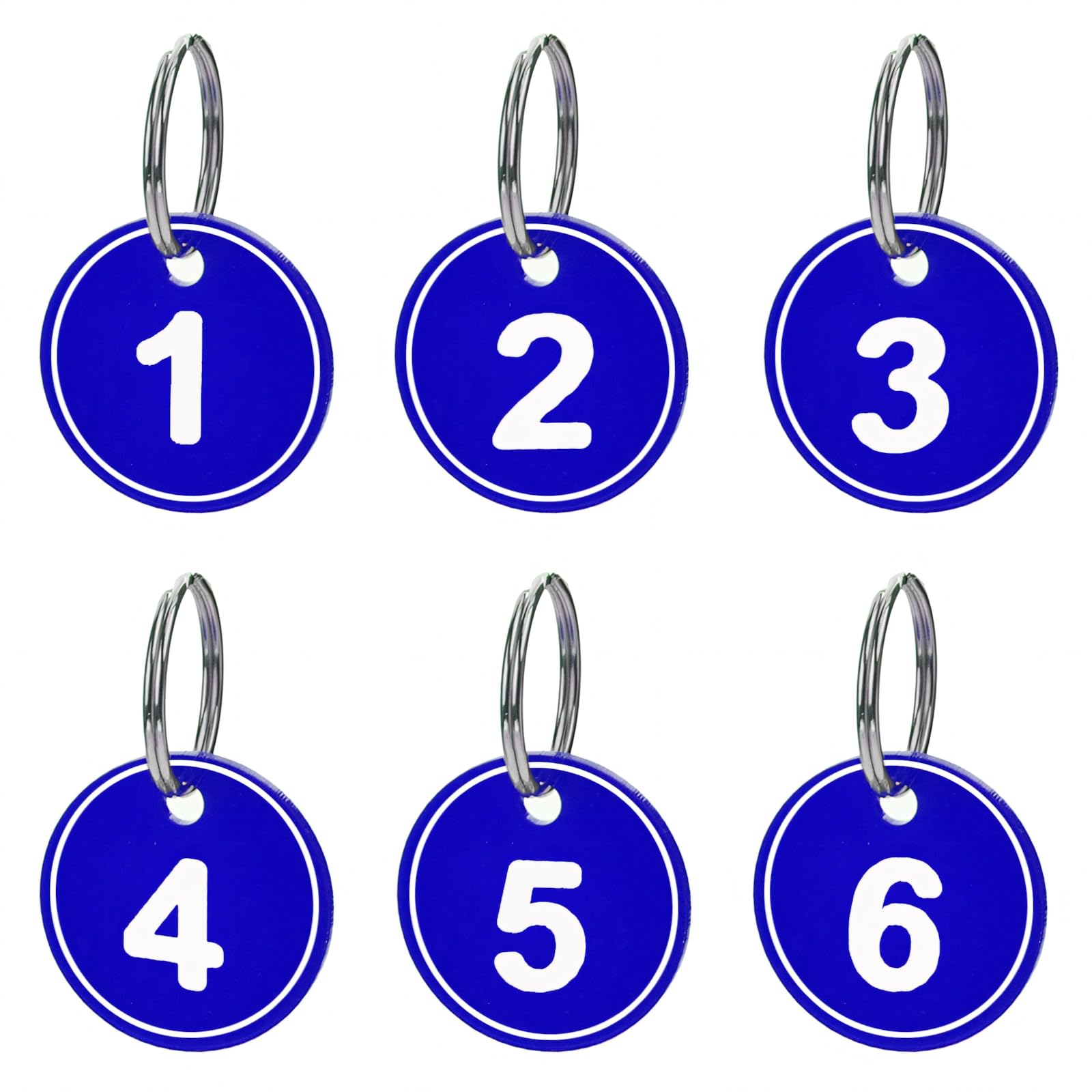 Aspire 1-20 Plastic Numbered Key Fobs Blue Round Numbered Key Tags ID Number Tags with Key Ring
