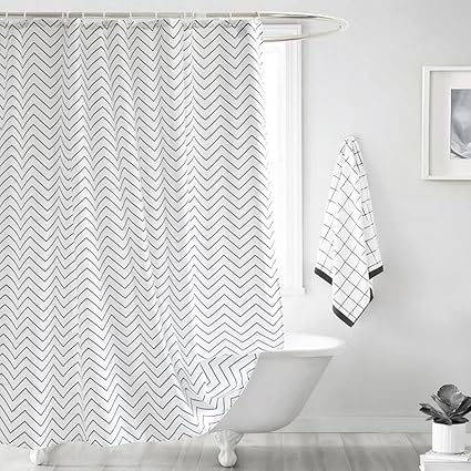 Jamestyle26 Duschvorhang Waschbar Vorhang Digitaldruck Inkl Vorhangringe Anti Schimmel Welle Zick Zack Motiv Badezimmer Badewanne 180 X 180cm Bxh Amazon De Kuche Haushalt
