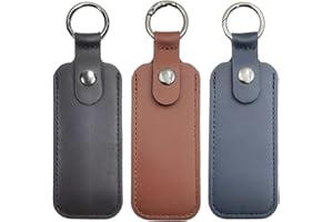 Lexziuo 3PCS Leather USB Flash Drive Holder, Key Ring USB Storage Bag Pouch Protective Case for Pen Drive Memory Stick, Organ