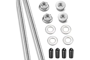 Apalie 2Pcs 1/4-20 Fully Threaded Rod 12" 304 Stainless Steel Long Threaded Screw with Lock Nuts, Flat Washer & Rubber End Caps for Anchor Bolts Clamps Hangers U-Bolts