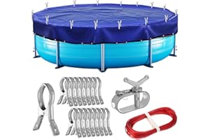 YOOJAHOW 22ft Round Pool Cover Fits 18ft Pool Winter Cover Thick Durable Pool Cover with 24pcs Large Metal Clips Pool Safety Cover for Above Ground Winter Pool Hot Tub Pool Protection