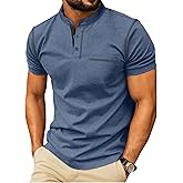 Sailwind Mens Henley Shirts Short Sleeve Summer Casual Classic Cotton T Shirts Pocket Button Shirt