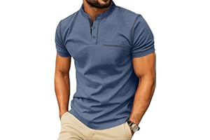 Sailwind Mens Henley Shirts Short Sleeve Summer Casual Cotton Classic T-Shirts Pocket Button Shirt