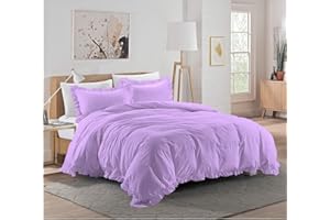 XTREAM FABRIC Ultra Soft 1 Piece Frilled Duvet Cover with Beautiful Corner Edge Ruffle Comforter Cover 100% Cotton 800 TC Solid King/California King Size, Lavender