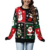 JATEBI Christmas Ugly Sweater for Women Men Christmas Tree Funny Xmas Party Crew Neck Pullover Top