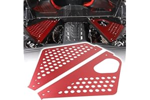 CHEAYAR Engine Bay Panel Cover Compatible with Chevrolet Corvette C8 2020-2023, Aluminum Alloy Rear Engine Covers Left Right Engine Case Guards Protector Splash Shield, C8 Accessories 2PCS (red-Round Hole)