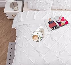 LANE LINEN White Bed Comforter Set King Size, 7