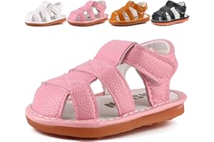CINDEAR Baby Boys Girls Squeaky Sandals Summer Closed-Toe Anti-Slip Premium Rubber Sole Toddler First Walkers Shoes