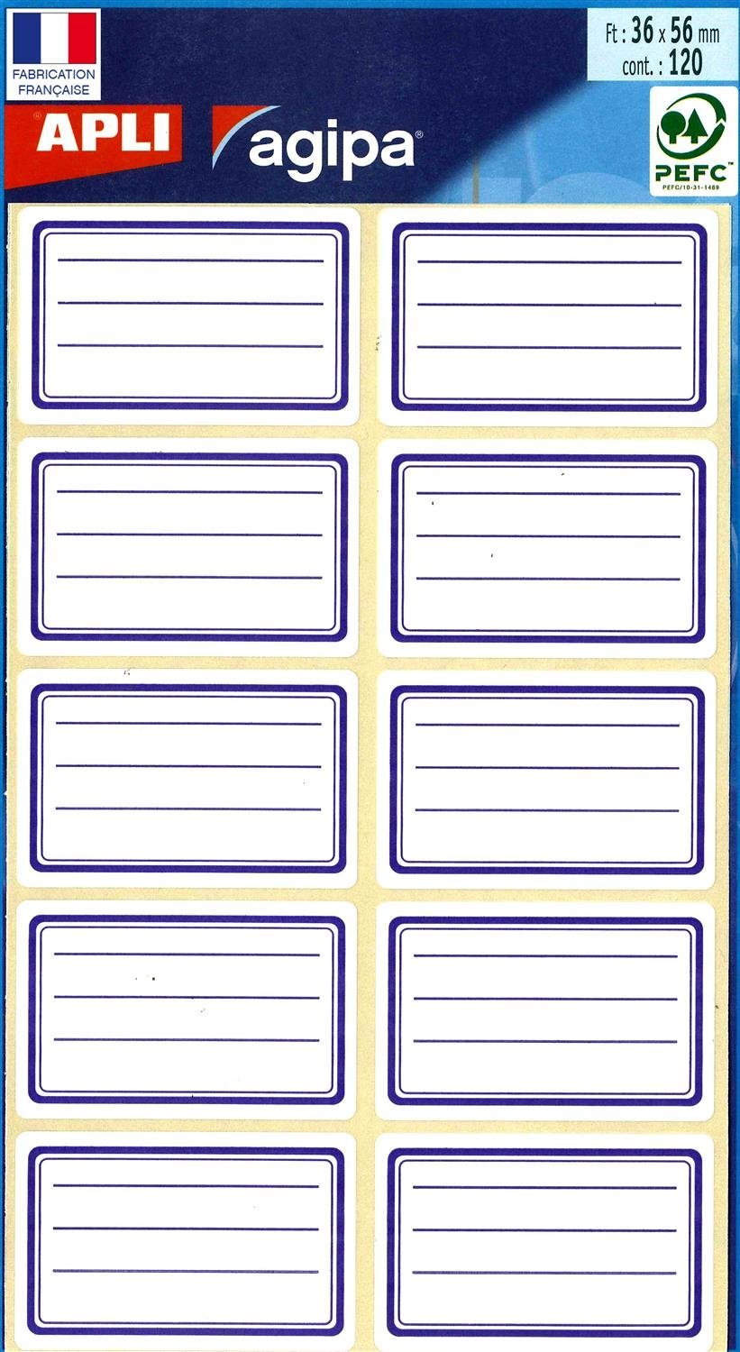 APLI School Labels, 120 labels, 34 x 56 mm, Film Pouch