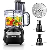 FOHERE Food Processor, 12 Cup, 2-in-1 Feed Chute Food Chopper & Meat Grinder, 500 Watt Motor, BPA Free, Stainless Steel, Procesador de Alimentos for Mincing, Dicing, Shredding, Puree & Kneading Dough