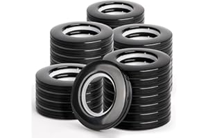 WCIC 32PCS Roman Shade Rings Black 40mm - Most Popular Set for Standard Windows (1-9/16"), Quiet Glide Plastic Grommets, Reinforced Inner Rim