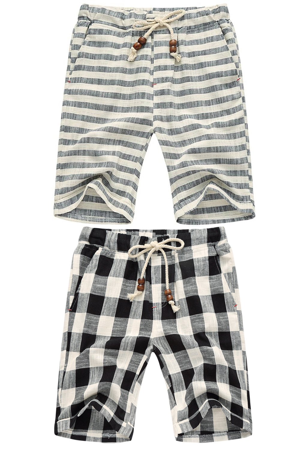 sandbank Men’s Summer Casual Linen Drawstring Striped Beach Shorts ...