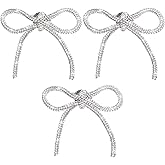 MBAIYO Rhinestones Pin Bow, 3Pcs Crystal Bow Brooch Pins, Silver Bows Pin Bowknot Rhinestone Sparkly Brooches for Women Hats Prom Wedding Party Dress Suit Shirt Buttons