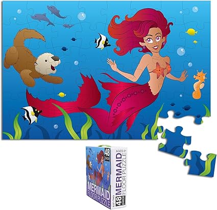 Floor Puzzles For Kids 48 Piece Giant Floor Puzzle Mermaid Ocean Fantasy Jumbo Jigsaw Puzzles For Toddlers Preschool Toy Puzzles For Kids Ages