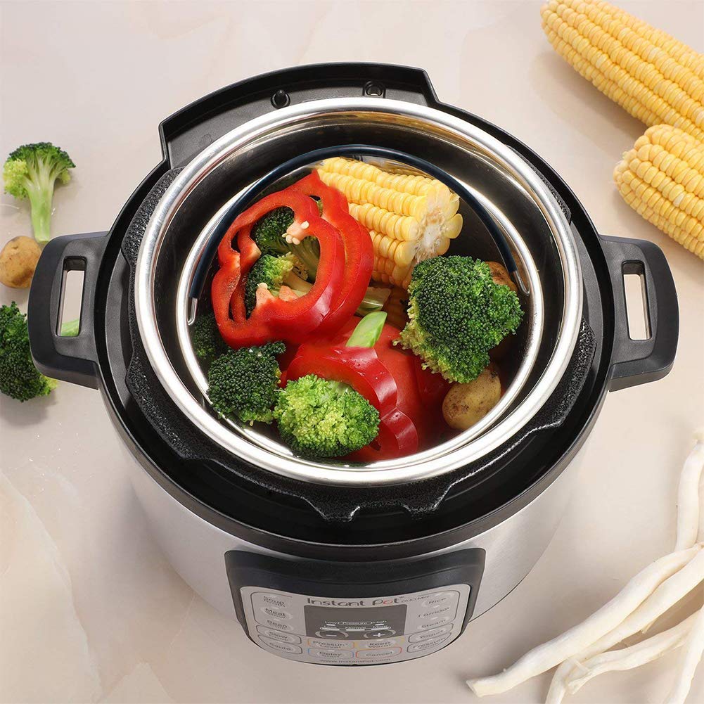 Steamer Basket For Instant Pot Accessories 6 or 8 qt, Fits Instant Pot Pressure Cooker/Ultra With Silicone Handle and Non-Slip Legs, 304 Stainless Steel Strainer for Vegetables, Fruits, Meats