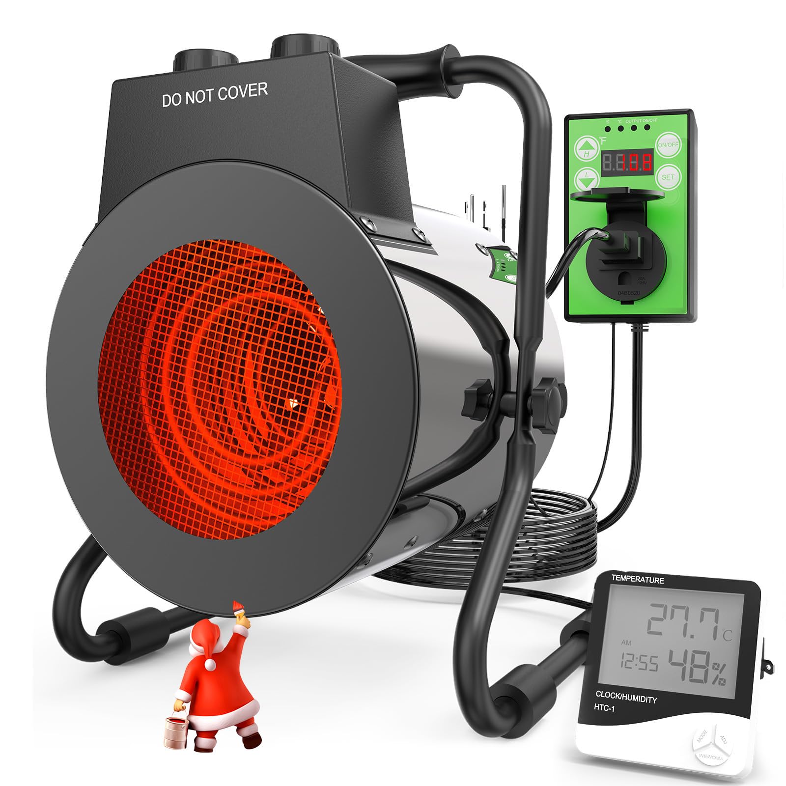 Photo 1 of Buyplus Greenhouse Heater with Digital Thermostat, 1500W Outdoor Heaters for Patio, Overheat Protection & 3S Fast Heating, Electric Space Heater for Patio, Garage, Greenhouse, Flower House, Silver