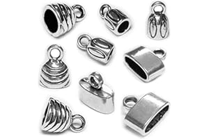 Silver Cord End Cap 90 Pcs Kumihimo Kit Flat Leather Cord End Caps Round Tassel End Caps Barrel End Caps Bracelet Making Supplies Leather Bracelet Making Kit by Heather's cf