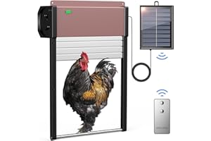 SOLARCLUCK Automatic Chicken Coop Door Solar - Powered Auto Chicken Door Opener with Intelligent Anti-Pinch Induction, Timer & Light Sensor Modes for Safe and Convenient Chicken Keeping, Brown