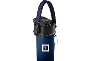 IRON °FLASK Paracord Handle - Fits Wide Mouth Water Bottles - Durable Carrier, Secure Accessories, Survival Strap Cord, Safety Ring, and Carabiner - Seven Core Paracord Bracelet